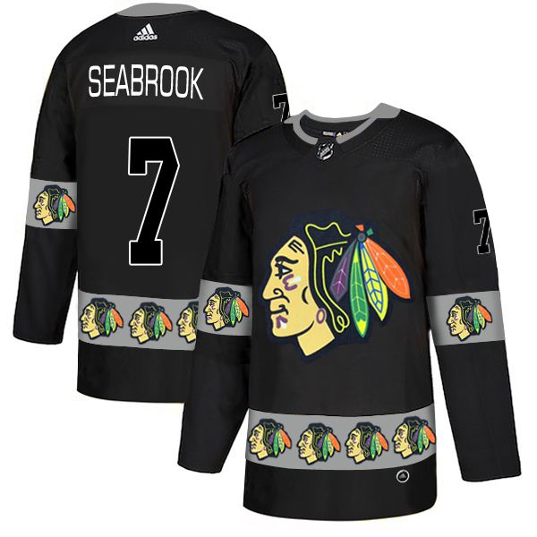 Men Chicago Blackhawks #7 Seabrook Black Adidas Fashion NHL Jersey